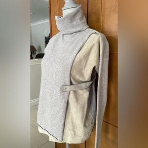 FABIANA FILIPPI Gray & Cream Turtleneck Sweater, Size Small/42 IT